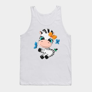 Cute zebra with a bow on his head. Tank Top